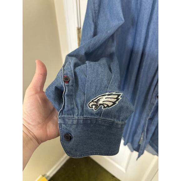 Y2K Super Bowl XXXIX Denim Button Up Shirt Men’s Size XXL Cutter & Buck NFL - Picture 5 of 6